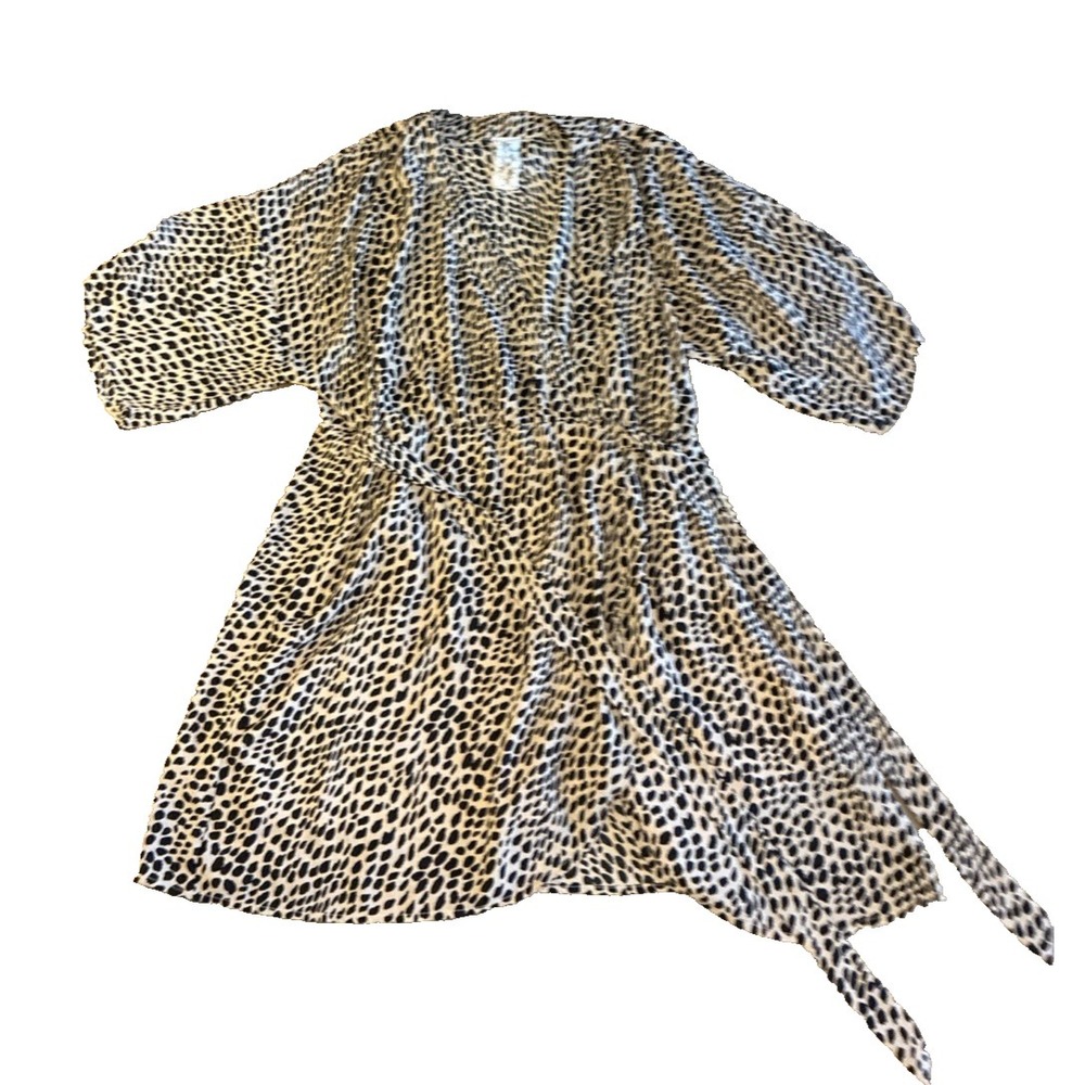 Women's Dress Large Leopard Print Wrap Mini Dress Indie Sleeve Mob Wife Coquette